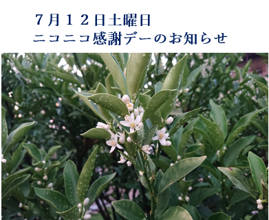 ７月１２日土曜日 ニコニコ感謝デーのお知らせ